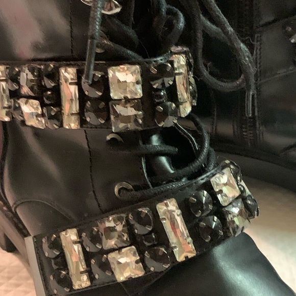 ZARA Leather Embellished Biker Boots SZ aus 5 as new biker goth dress style Rare - Picture 3 of 16